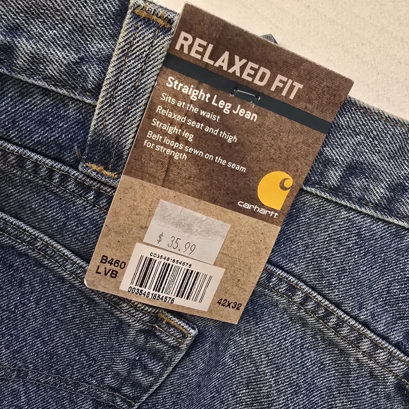 NWT Carhartt Men's Relaxed Fit Jeans Cotton 42x32 - Picture 8 of 10